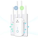 🥌【Red de Alta Velocidad de Doble Banda de 1200Mbps】 El amplificador WiFi adopta la tecnología de doble banda, que puede seleccionar automáticamente bandas de frecuencia de alta calidad para un mejor rendimiento. Hasta 300Mbps en 2.4GHz, hasta 867Mbps en 5GHz, con una tasa total de unos 1200Mbps, para minimizar la pérdida de transmisión de datos y disfrutar de vídeo/juegos de alta definición.
