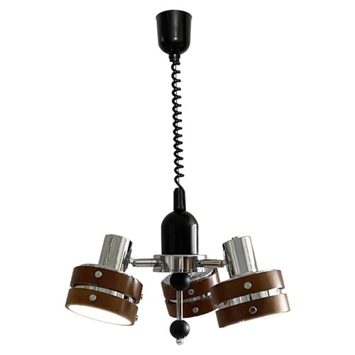 Lumière suspendue en bois massif à 3 têtes style rétro pour table