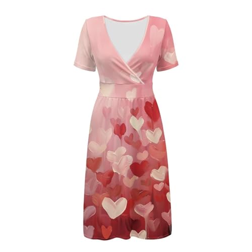 Image of Women's Summer Formal Dresses Short Sleeve Wrap V Neck Dresses Bridesmaid Wedding Guest Dress with Pockets