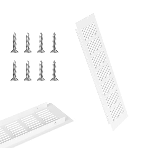 2 Stück Lüftungsgitter Aluminium, Belüftungsgitter, Ventilation Grille Rechteckig, für Schuhschrank, Bad, Küche, Wohnzimmer Weiß 80mm x 300mm
