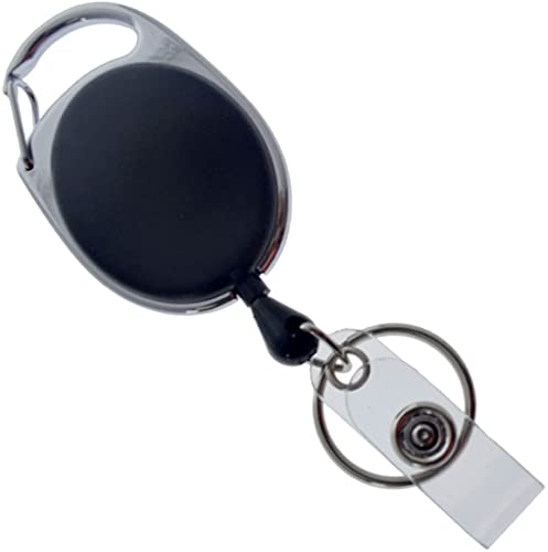Porte-carte rigide vertical avec cordon rétractable et attache clé noire