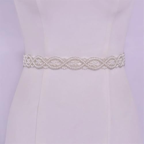 Handmade Belts For Wedding Dress Pearls Decoration Women Bridal Formal Evening Party Gown Ribbon 7