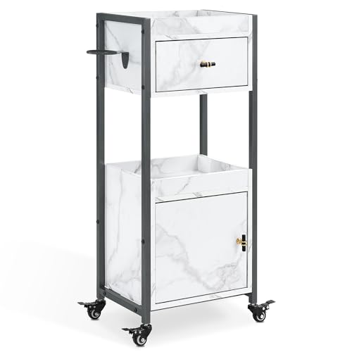 BarberPub Salon Rolling Trolley Cart with Drawer&Dryer Holder, Beauty Barber