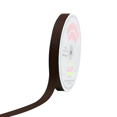 LUV RIBBONS Creative Ideas 50-Yard Solid Grosgrain Ribbon, 5/8-Inch, Brown