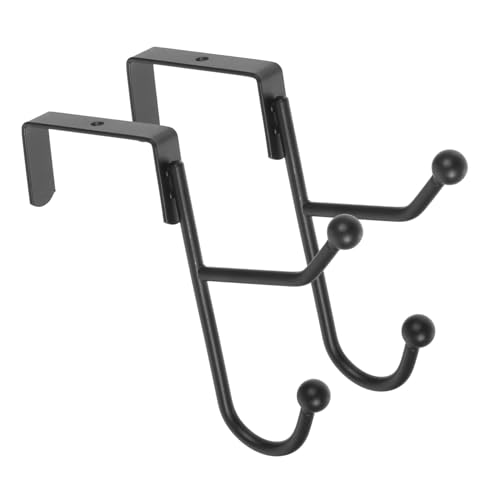 OSOLADY 2pcs Double Hook Over The Door Hook Hanger Over Door Overdoor Hanger Hook Door Coat Hanger Coat Hooks for Door Back Door Hanger Door Towel Hanger Door Towel Hook Carbon Steel Black