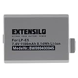EXTENSILO Akku kompatibel mit Canon EOS 1000D, 450D, 500D, Digital Rebel XSi, Kiss X3, Kiss F, Kiss X2 Kamera (1100 mAh, 7,4 V, Li-Ion)