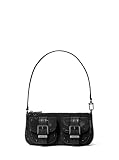 Michael Kors Zoe Small Convertible Pouchette, Dark Gunmetal-Tone Hardware/Rhinestone Hot Fix/Black