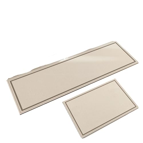 Material Kitchen Door Floor Mat Anti Slip Waterproof Easy To Clean Bathroom Door Mat Home Decoration Carpet(Beige,40x120cm)