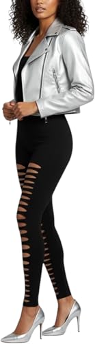 Image of ToBeInStyle Women's Slashed Ripped Shredded Distressed Hosiery Tights Leggings Music Festival