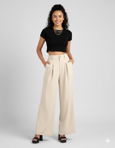 Image of Nermosa High-Waist Korean Trousers with Wide Baggy Fit | Trendy GenZ Streetwear Pants