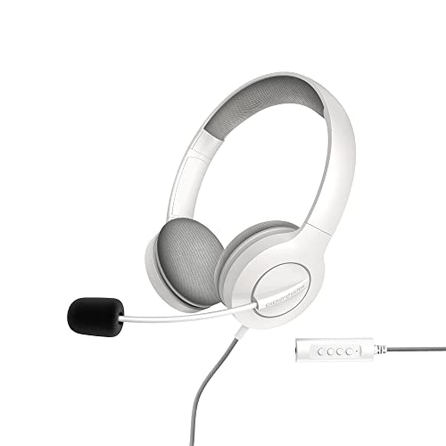 Energy Sistem Headset Office 3 (Auriculares con conexión USB y 3,5 mm, Control de Volumen y función Mute, micrófono retráctil)  Blanco