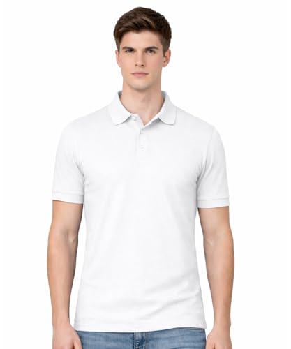 Image of AWG ALL WEATHER GEAR Men's Cotton Blend Polo T-Shirt | Plain Regular Fit | Soft Breathable Fabric | Casual & Formal Wear | Half Sleeve | Collared T-Shirt | Mens Tshirts | Tees for Man
