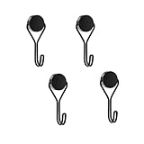 Yatrosynth Magnethaken, 4 Stück Magnethaken Extra Stark für Küche, Schlafzimmer, Schließfächer, Büro, Kühlschränke, Schlüsselhalter, Grill, Gartenwerkzeugen - Schwarz