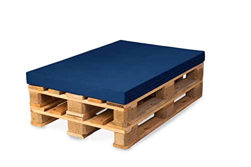 TexDeko® BEZUG (ohne Füllung) für Palettenkissen 120x80x8 cm wasserabweisend waschbar In- & Outdoor Made in EU (Blau)