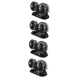 Ciieeo 4 Pezzi Ventilatore Auto Doppia Testa Ventilatore Elettrico Portatile per Interni Auto Raffreddamento Rotante per Ufficio e Casa Silenzioso Basso Consumo