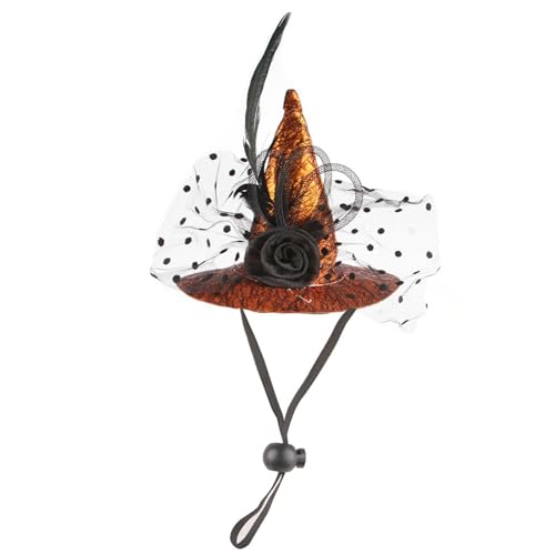 Dasdffvf Pet Witch Hat Dogs Cats Halloween Parties Witch Hat with Stretch Chin Rope Practical Dogs Cosplay Hat for Photography