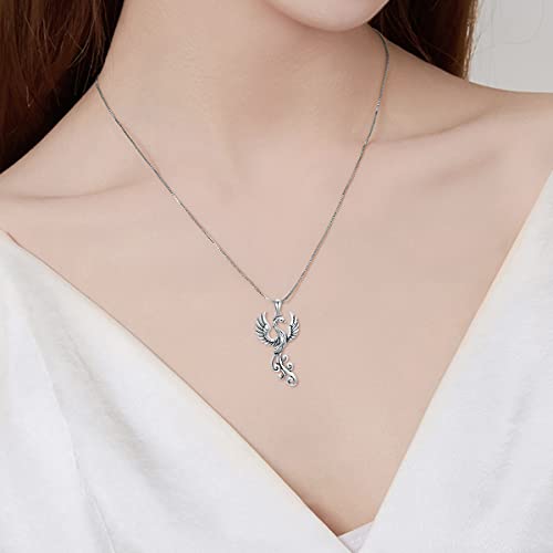 YAFEINI Rising Phoenix Necklace 925 Sterling Silver Bird Pendant Phoenix Jewelry for Women2