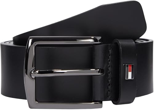 Tommy Hilfiger Herren Gürtel Denton 3,5 cm Ledergürtel, Schwarz (Black), 100 cm