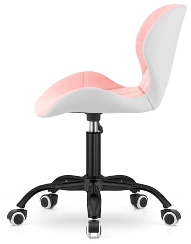 Image of Amazon Brand - Umi Home Swivel Height-Adjustable Faux Leather Office Computer Study Desk Chair for Salon, Spa in Light Pink Leather & White Color