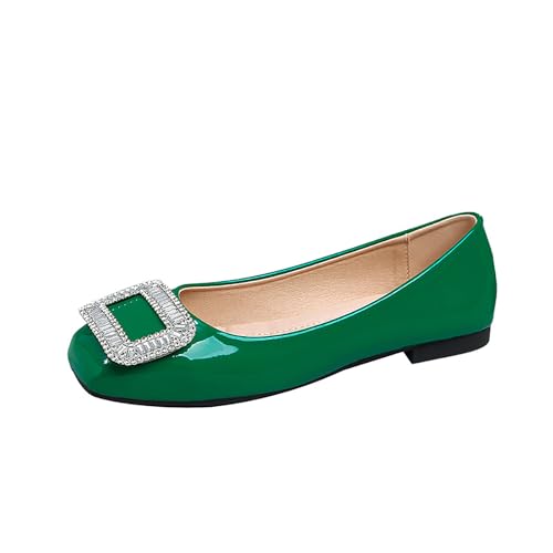 Rhinestones Dress Ballet Flats Shoes for Women Closed Square Toe Flats Comfortable Dressy Casual Slip-on Ballet Shoes