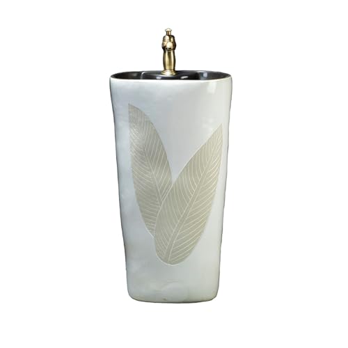 Lavandino moderno con piedistallo Lavandino da bagno in ceramica con piedistallo, rubinetto e kit di scarico, lavabo integrato for esterni