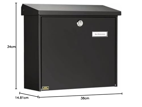 Burg-Wächter Briefkasten ohne Zeitungsfach mit Namensschild, Verzinkter Stahl, Einwurf-Format DIN C4, Inkl. 2 Schlüssel, Comfort 3913 S, Schwarz (ähnlich RAL 9005)