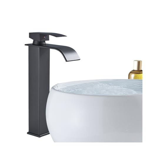 Mitigeur de salle de bain cascade noir pour moderniser un lavabo d'évier