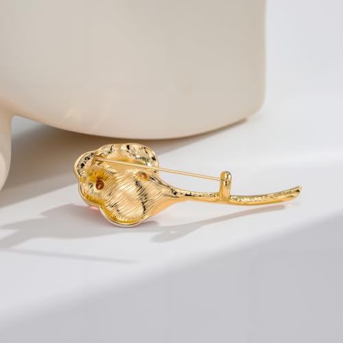 Image of 14K Gold-Plated Flower Brooch Pins Crystal Rhinestone Flower Brooch Pin Accessories Christmas Birthday Gift for Women