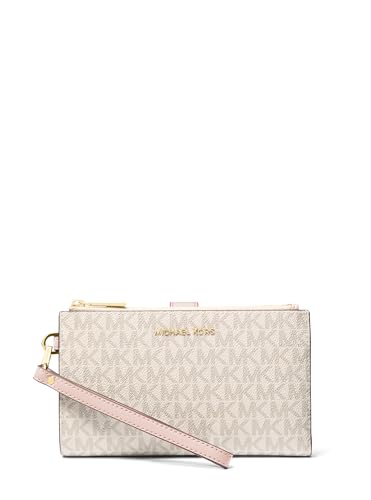 Michael Kors Jet Set Double Zip Wristlet, Gold-Tone Hardware/Vanilla/Soft Pink