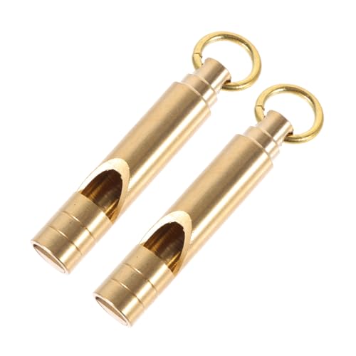 Totority 2Pcs Retro Brass Emergency Whistle High Pitch Survival Whistle for Outdoor Sports Competition Durable Lightweight Keychain Accessories
