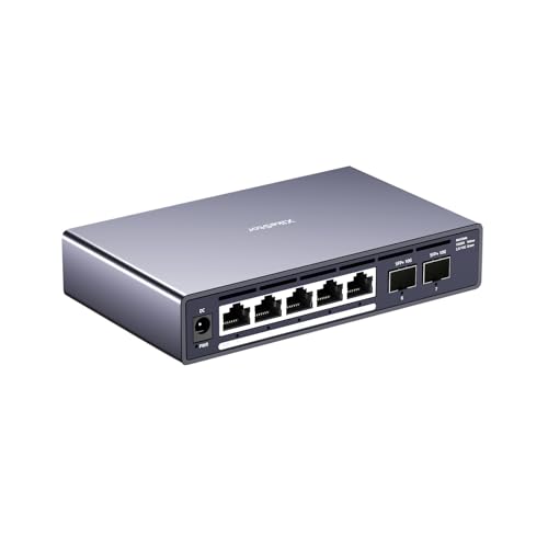 Image of 7 Port Switch, 5 Port 2.5G PoE Switch, 2 Port 10G SFP+, IEEE802.3af /at, Total Power Supply 100W, Maximum Power per Port 30W, unmanaged, Plug and Play, Compatible with 100 /1000 /2500Mbps, fanless
