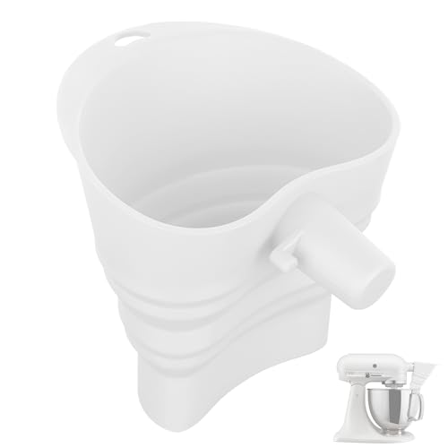 Linkidea Pare-éclaboussures en silicone pour robot pâtissier, entonnoir pliable et flexible, bec verseur pour bol mélangeur, compatible avec KitchenAid...