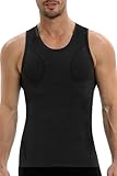 PODFAN Gynecomastia Compression Shirt for Men, Slimming Tank Top Undershirts, Mens Body Shaper Vest(Black,X-Large)