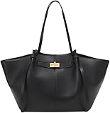 FABENIC Sac à Main de Cours en Cuir Élégant Grande Capacité Pour Femme Produit Artisanal- pour les cours lycee sac de cours (Noir, 58x29x15CM)