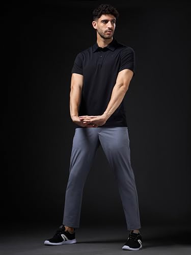 Image of TECHNOSPORT Men's Regular Fit Mid Rise Solid Plus Size Trackpants with Quick Dry, Anti Microbial, SPF50+ for Regular and Sports Use