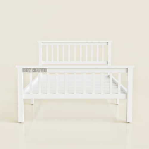 Image of Single Size Metal Bed Frame | Single Metal Bed | SingleSize Iron Bed | Single Steel Bed | Heavy Duty Platform Bed | Metal Cot | Steel Cot | No Box Spring Needed | Bedroom, Home, Hotel & Hostel(White)