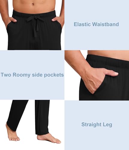 Image of CF Mens Pajama Pants Lightweight Bamboo Rayon Lounge Pants Soft Comfy Sleep Bottoms Long Pajama Pants with Pockets 2 Pack
