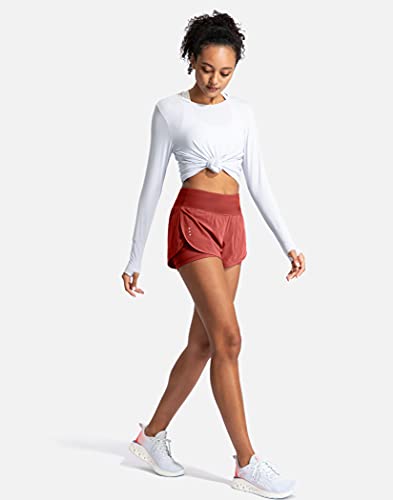 Soothfeel Women's 2 in 1 Running Shorts Workout Athletic Gym Yoga Shorts for Women with Phone Pockets - Thumbnail 4