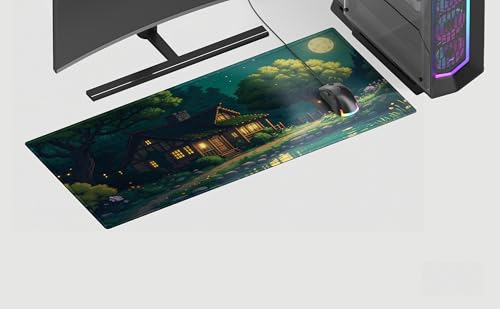 Image of Valley Night Premium Desk Mat | Anti-Skid | Anti-Slip | 80 x 30 cm | Laptop Mat for Work from Home /Office /Gaming- Extended Mouse pad and Keyboard Desk mat
