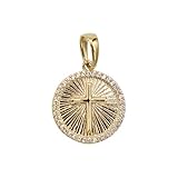 GLD Small Coin Cross Pave Pendant - Gold