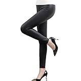 UFLF Leggins Cuero Mujer Pantalón Cuero Negro Mate Pantalones Elástico PU-M