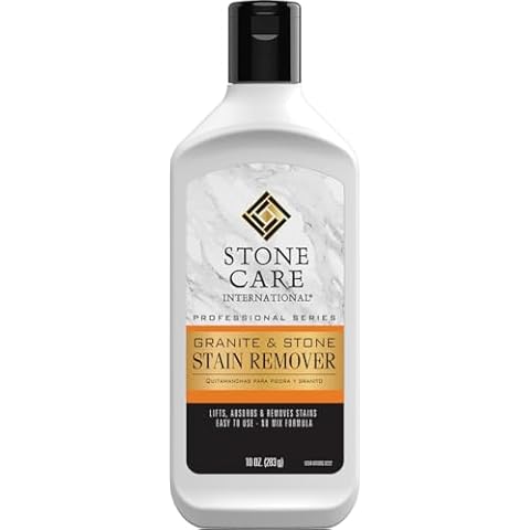 Stone Care International Stone Stain Remover - 10 Ounce - Stain Remover for Food, Coffee, Red Wine, Ink, Mildew, Oil Stains Cover