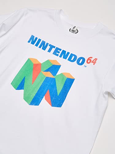 Nintendo N64 Logo Short Sleeve T-Shirt Camiseta, Color Blanco, XL para Hombre