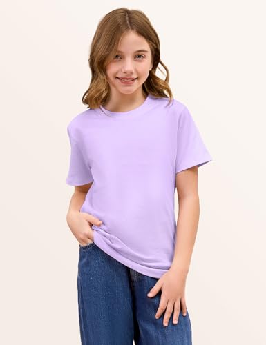 Image of Gihuo 5 Pack Girls T-Shirts Short Sleeve Shirt for Girls Cotton Tees Kids Tshirts Clothes Summer Tops