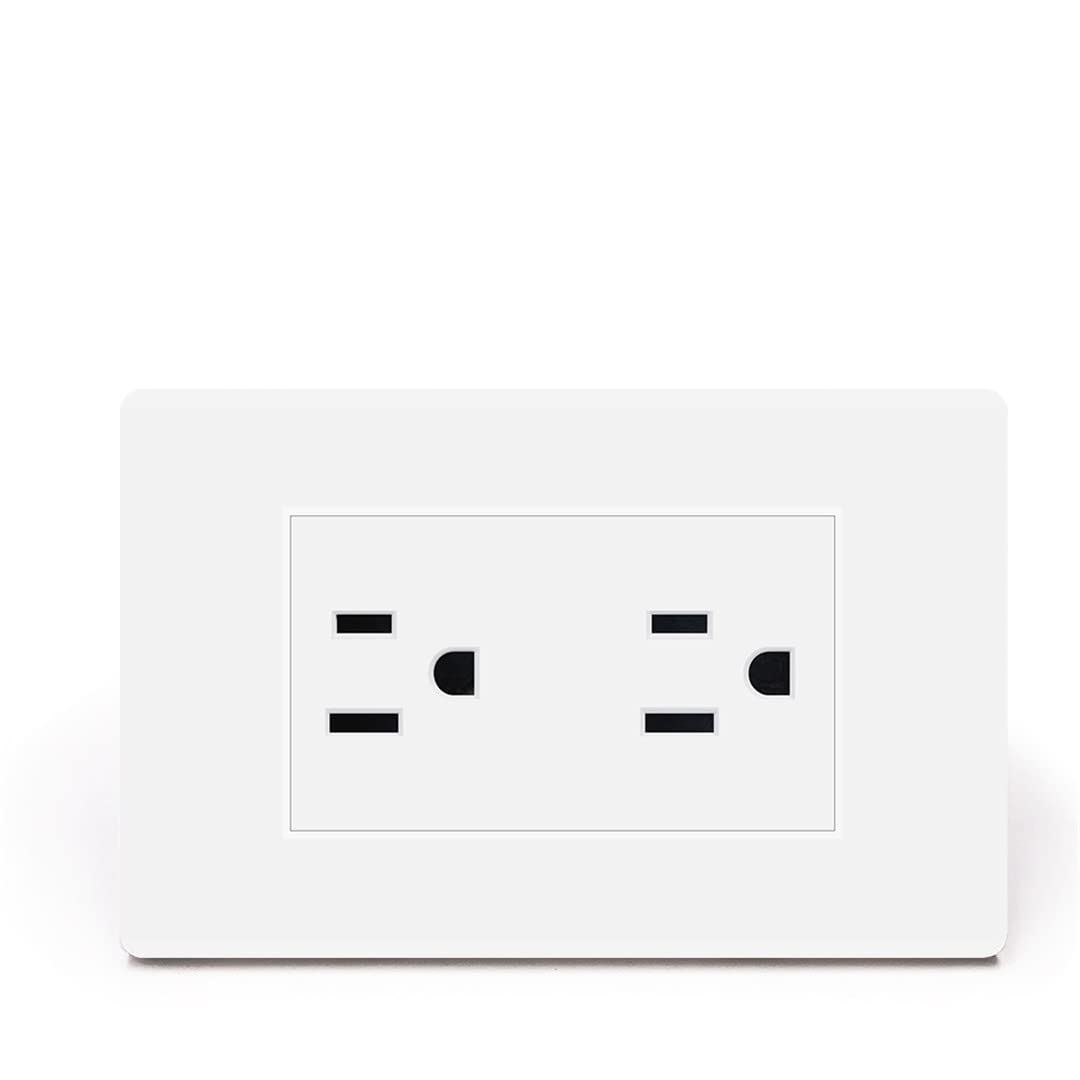 Suwequest White Us Standard Power Socket American Plug Wall Connector Ac 110-250V Panel Wall Double Hole 15A Outlet