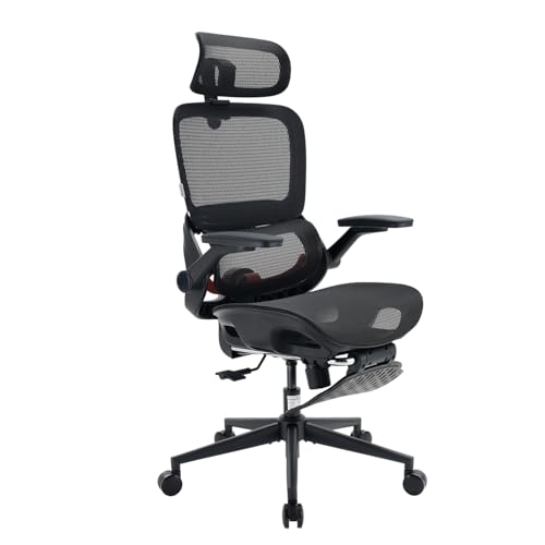 Image of SIHOO B100 PRO Ergonomic Office Chair with Footrest, Mesh Office Chair with Adaptive Lumbar Support, Computer Chair with Wide Headrest, Desk Chair with 360 Rotatable Flip-Up Armrests, Jet Black