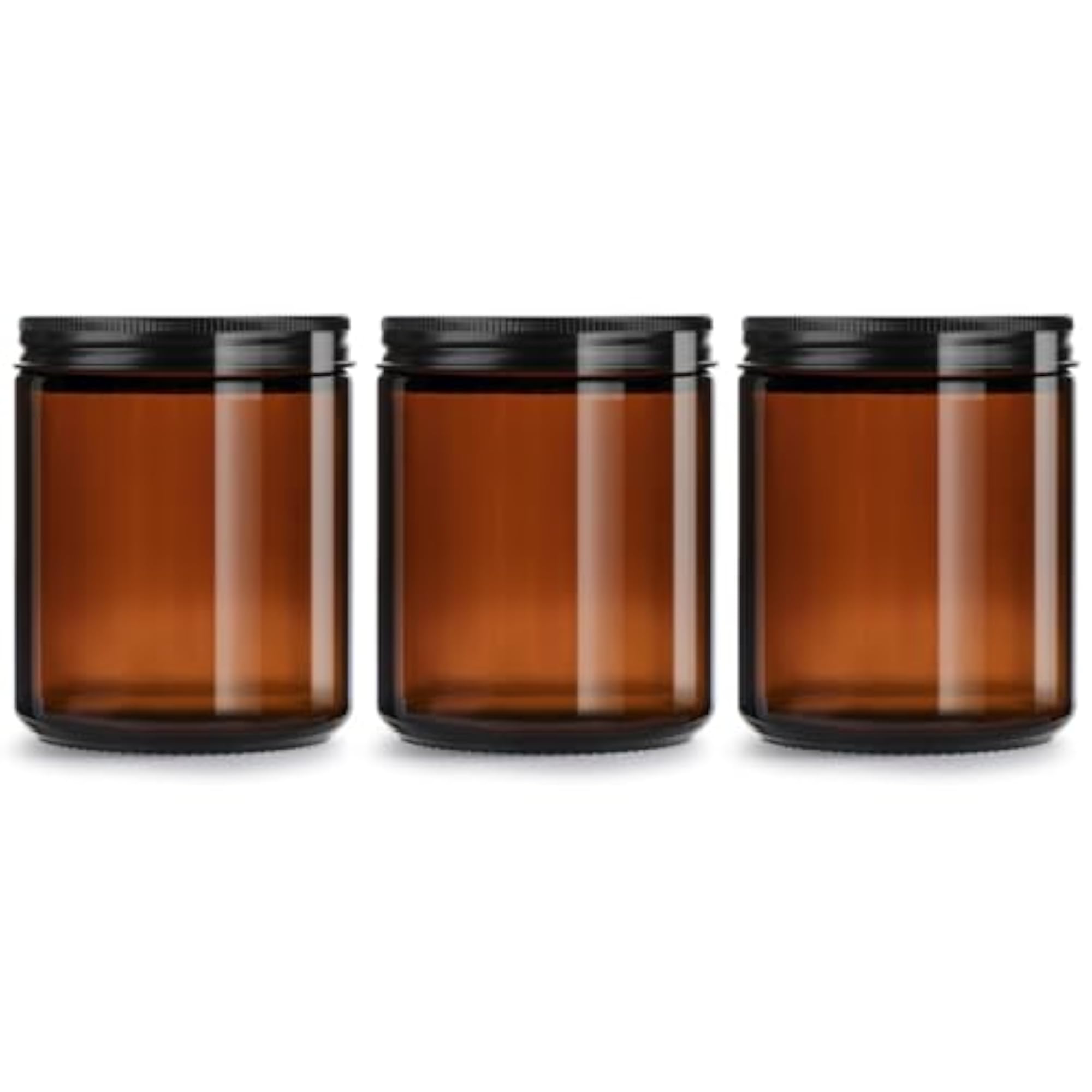 8oz Amber Glass Jars with Airtight Lids (3 Pack)