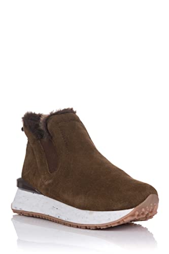 Sneakers Marrones Tipo botín con Detalle de Pelo para Mujer JONDAL