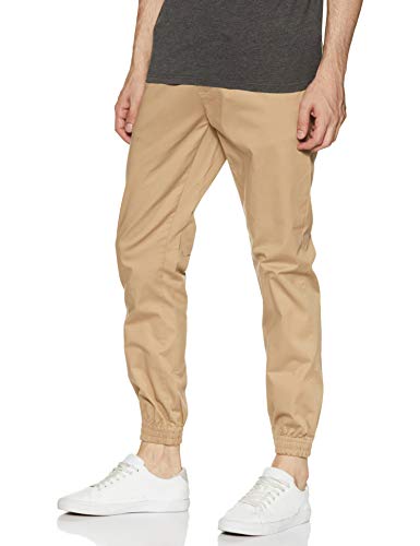Image of Amazon Brand - Symbol Men's Slim Fit Cotton Joggers (AW17TRS-08-10 Lucky Beige 32W x 29L)