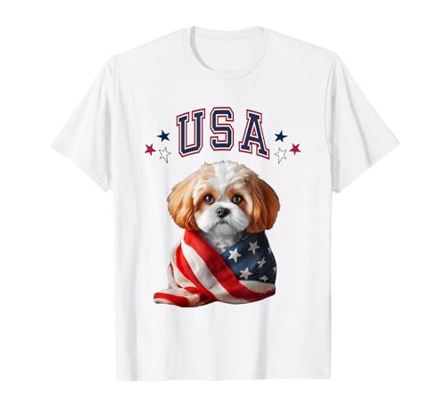 Cavachon dog USA America Patriotic flag Memorial,4th of July T-Shirt